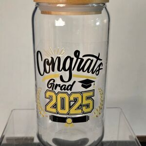 "Congrats Grad 2025" Bamboo Glass or Bamboo Acrylic Tumbler (Choose-1)